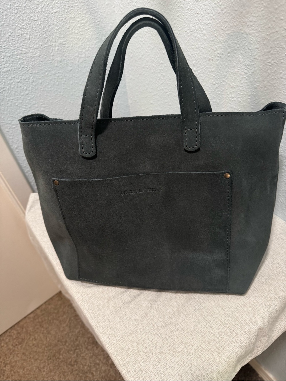 Portland leather goods medium crossbody tote with zipper Alaska Blue